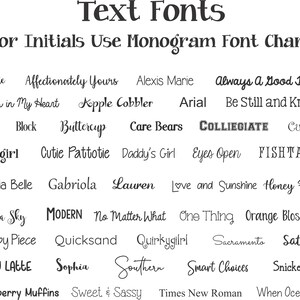 a collection of text fonts, each with a unique name and style, which can be used as initial fonts for writing.