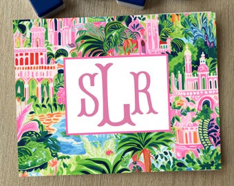 Pegatina de cartas de Mahjong con monograma, vinilo decorativo inspirado en lirios.