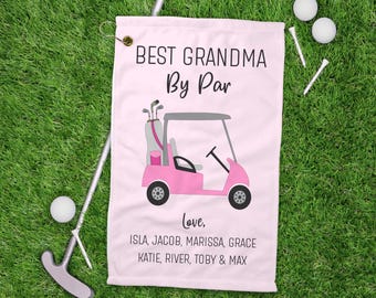 Grandma Golf Towel, Personalized Microfiber Terry | Personalized Names | Grandchildren Keepsake