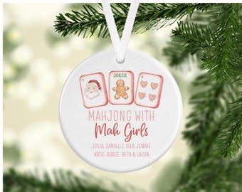 Personalized Mahjong | Glossy Porcelain Ornament - Optional Message on back, Gift Box