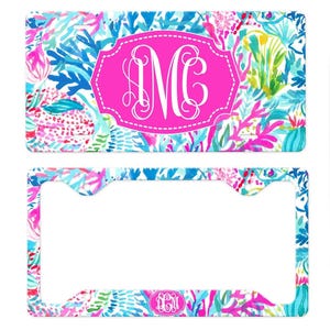 License Plate Frame: Lilly Inspired Design - Lightweight Aluminum