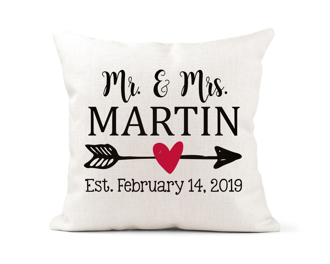Mr. and Mrs. Established Date Pillow Insert Included Etsy