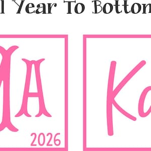 two pink square images with the names 'CMA' and 'Katie' written in a stylized font. The year '2026' is also displayed below each name.