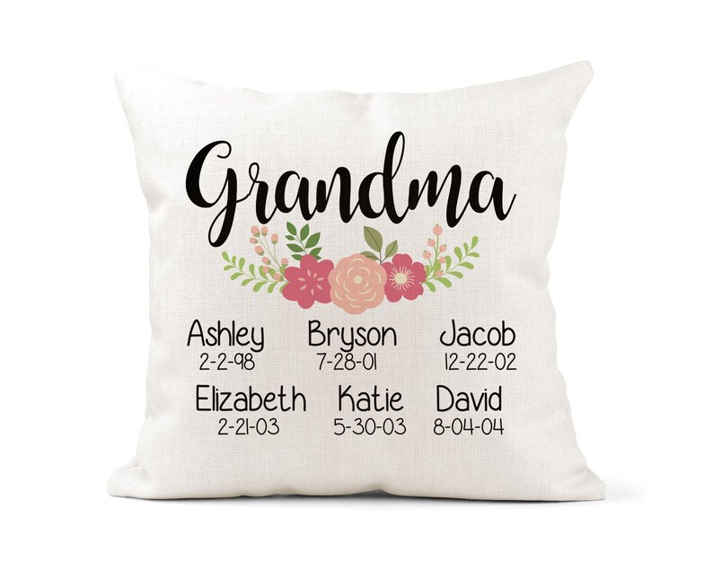 Grandma Personalized Pillow With Grandchildren Names and Etsy