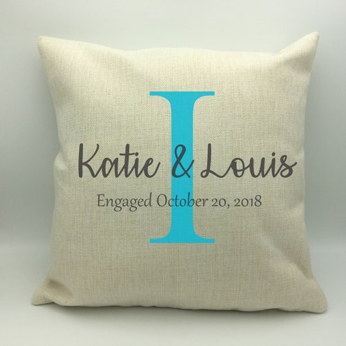 Personalized Engagement Pillow Engagement Gift Personalized Etsy