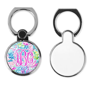 Monogram Ring Stand, Cell phone ring grip, Cell phone stand personalized, Lily inspired cell grip stand