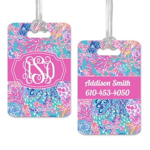 Monogram Luggage Tags, Preppy Luggage Tags, Lily Inspired Luggage Tag Personalized