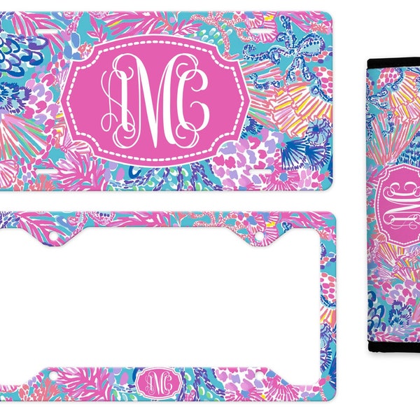 Car Accessories for Women, Lilly Inspired Front License Plate. Lily Inspired License Plate Frame, Seat Belt Cover