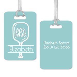 Monogram Pickleball ID Tag, Personalized Pickleball Name Tag
