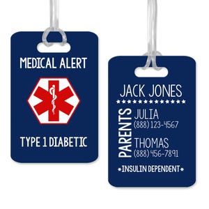 Medical Alert Tag, Personalized Medical Bag Tag, Allergy Card, Medical Alert Warning for Backpack