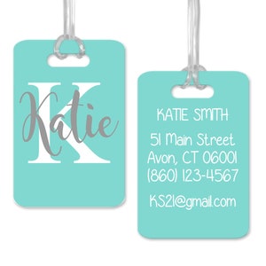 Personalized Luggage Tag , Girls Trip Gift Personalized, Spa Blue Luggage ID Monogrammed