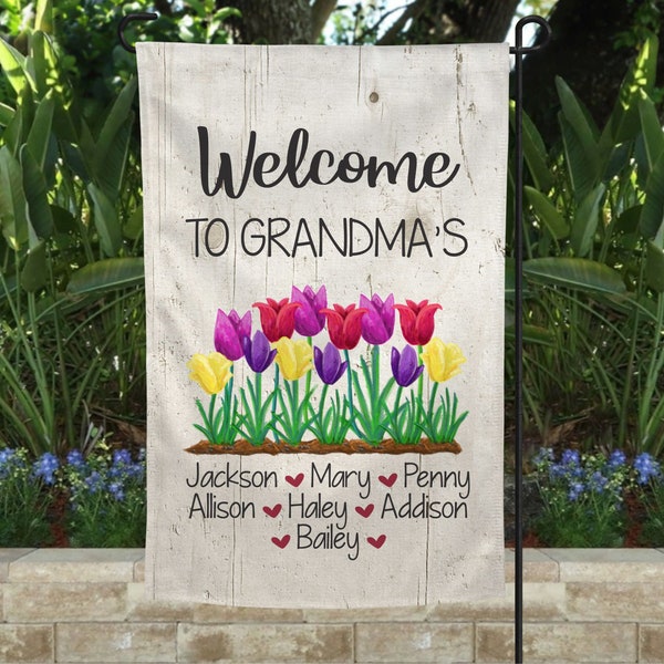 Grandchildren Name Flag Personalized, Gift for Grandma, Grandma Yard Flag