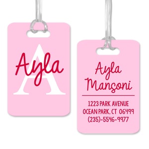 Monogram Luggage Tag, Pink Luggage Tag, Custom Bag Tag, Girls Trip Luggage ID