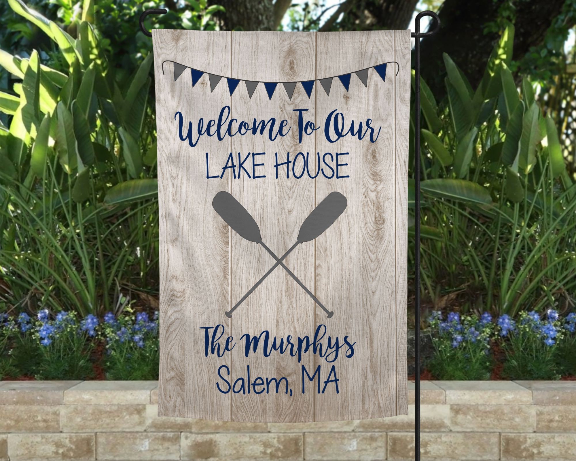 Lake House Garden Flag Personalized Lake House Sign Etsy