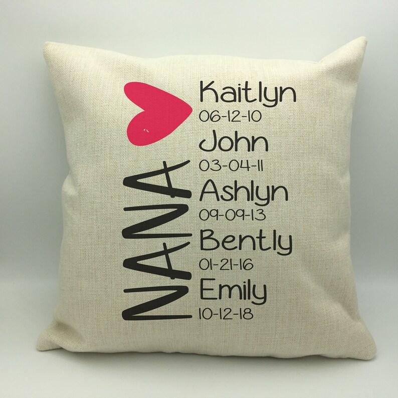 Pillow for Nana with Grandchildren Names Insert Included Etsy