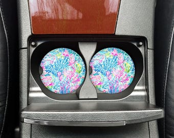 Porta-copos para carro: Design inspirado em lírios (redondos, arenito absorvente)