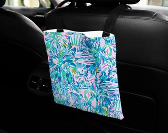 Car Headrest Trash Bag, Durable Polyester - Back Seat Organizer | Hook-And-Loop Closure | 10 X 10