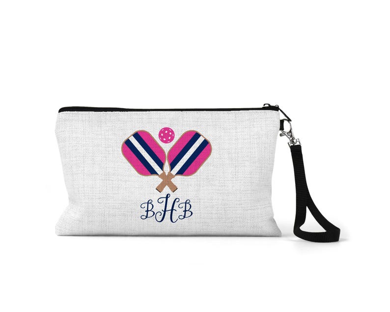 Pickleball Wristlet Monogrammed, Personalized Pickleball Make up Bag