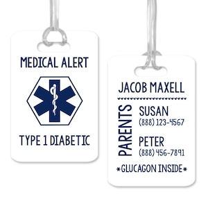Medical Alert Tag, Personalized Medical Bag Tag, Allergy Card, Medical Alert Warning for Backpack