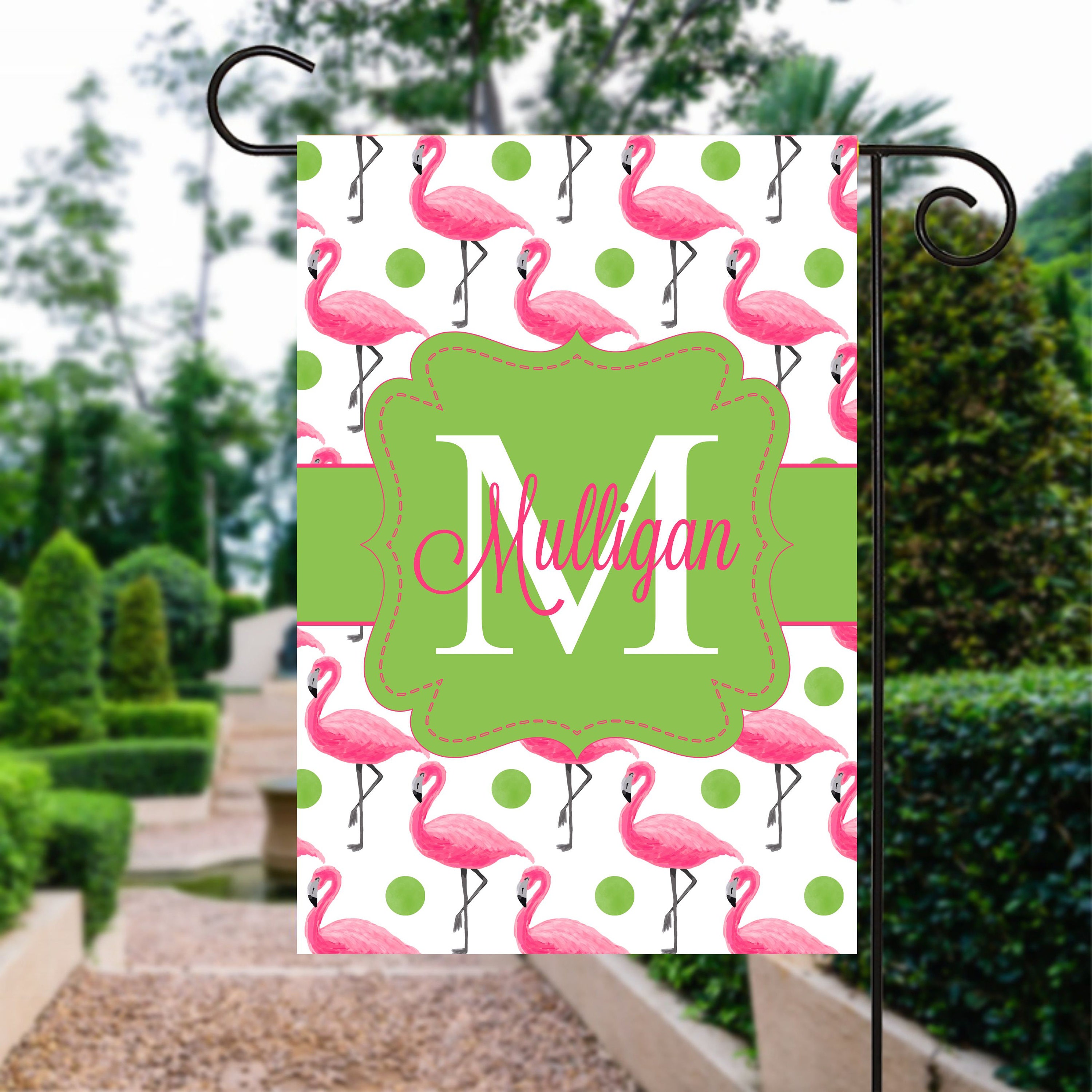 Flamingo Garden Flag Personalized Preppy Garden Flag