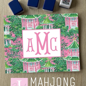 Adesivo de carta Mahjong com monograma, capa de vinil resistente à água.