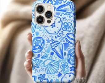 Blue Coastal Beach Case, Bright Coastal Design, MagSafe Compatible Option