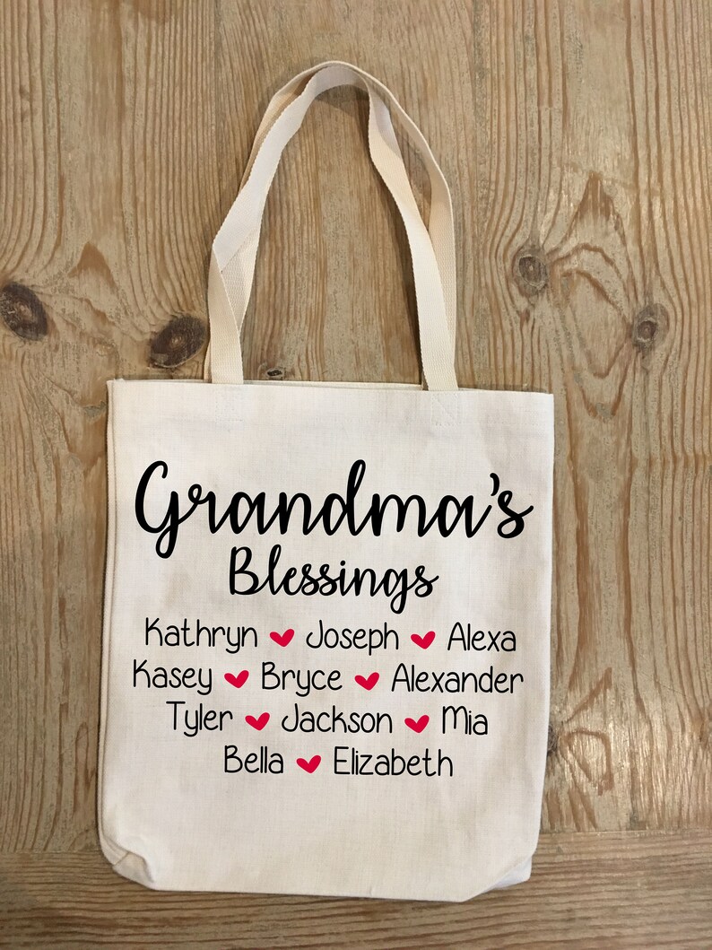 Personalized Linen Tote Bag for Grandma Personalized Grandma Etsy
