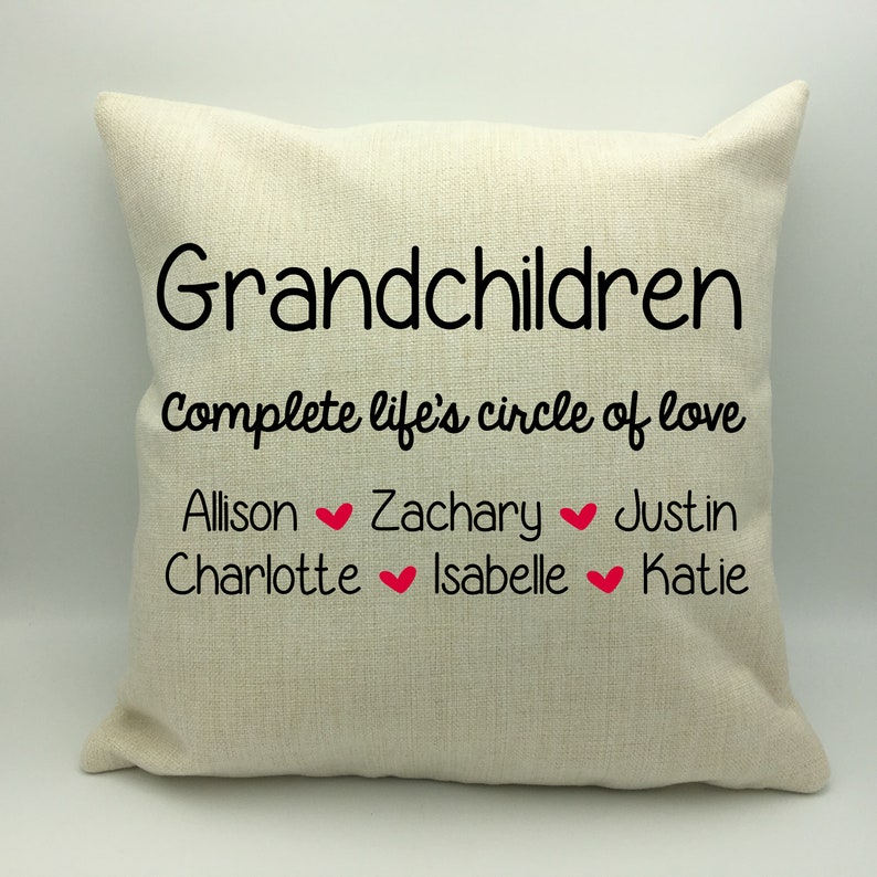 Grandchildren Pillow Personalized With Pillow Insert Etsy