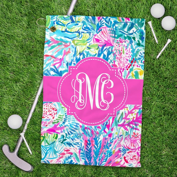 Monogram Golf Towel, Womens Golf Gift Personalized