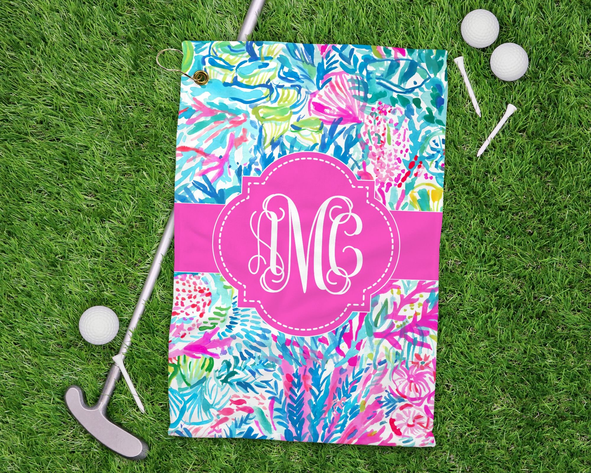 Monogram Golf Towel, Womens Golf Gift Personalized