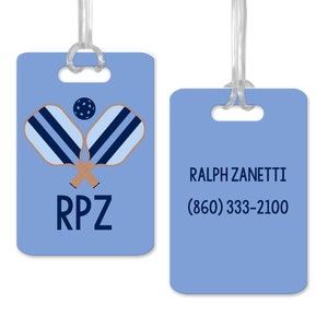 Monogram Pickleball ID Tag, Pickleball Gift for Men, Personalized Pickleball Name Tag