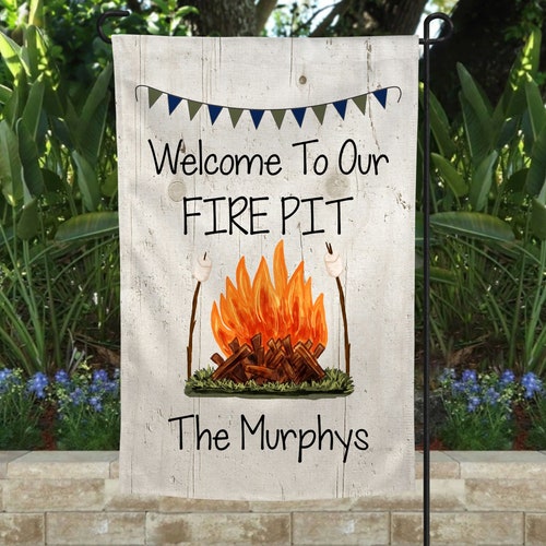 Fire Pit Yard Flag Personalized Campfire Flag Etsy