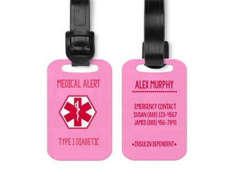 Personalized Medical Alert Bag Tag: Allergy Card, Backpack Tag