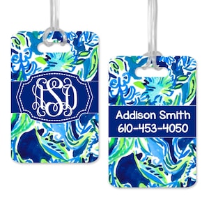 Monogram Luggage Tags, Lily Inspired Luggage Tag Personalized
