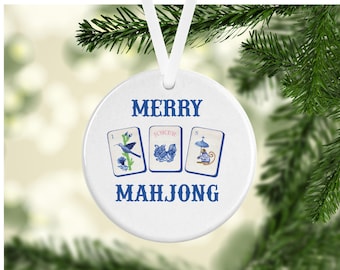 Ornamento Merry Mahjong, regalo personalizzato Mahjong, regali Mahjong, regalo per giocatori di Mahjong, regalo di Natale Mahjong
