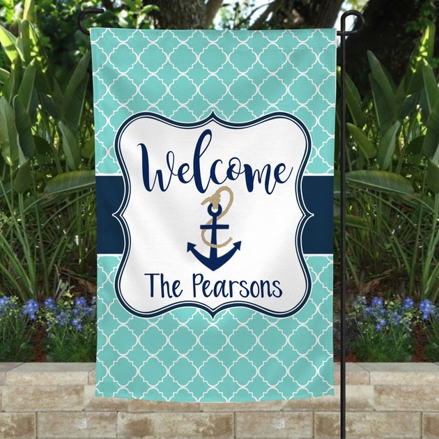 Personalized Anchor Yard Flag, Nautical House Sign