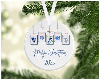 Merry Mahjong Ornament, Personalized Mahjong Gift, Mahjong Gifts, Mahjong Player Gift, Mahjong Stocking Stuffer