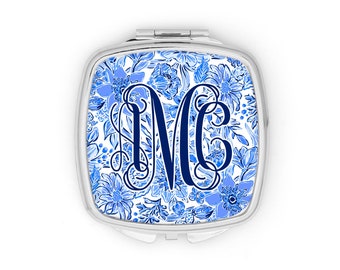 Monogram Compact Mirror, Pocket Mirror Personalized, Lilly Inspired Compact Personalized