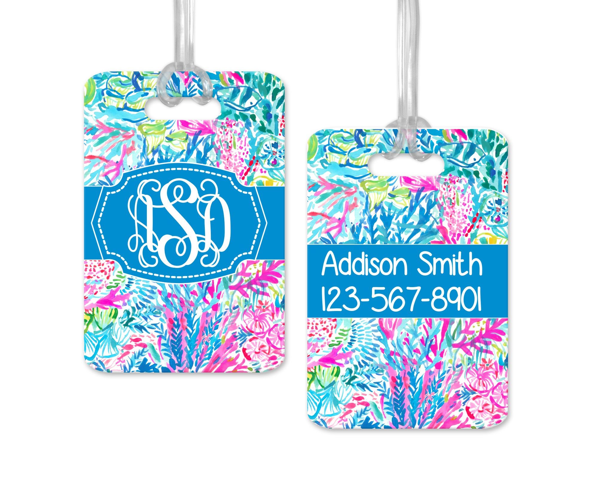 Monogram Luggage Tags, Lily Inspired Luggage Tag Personalized