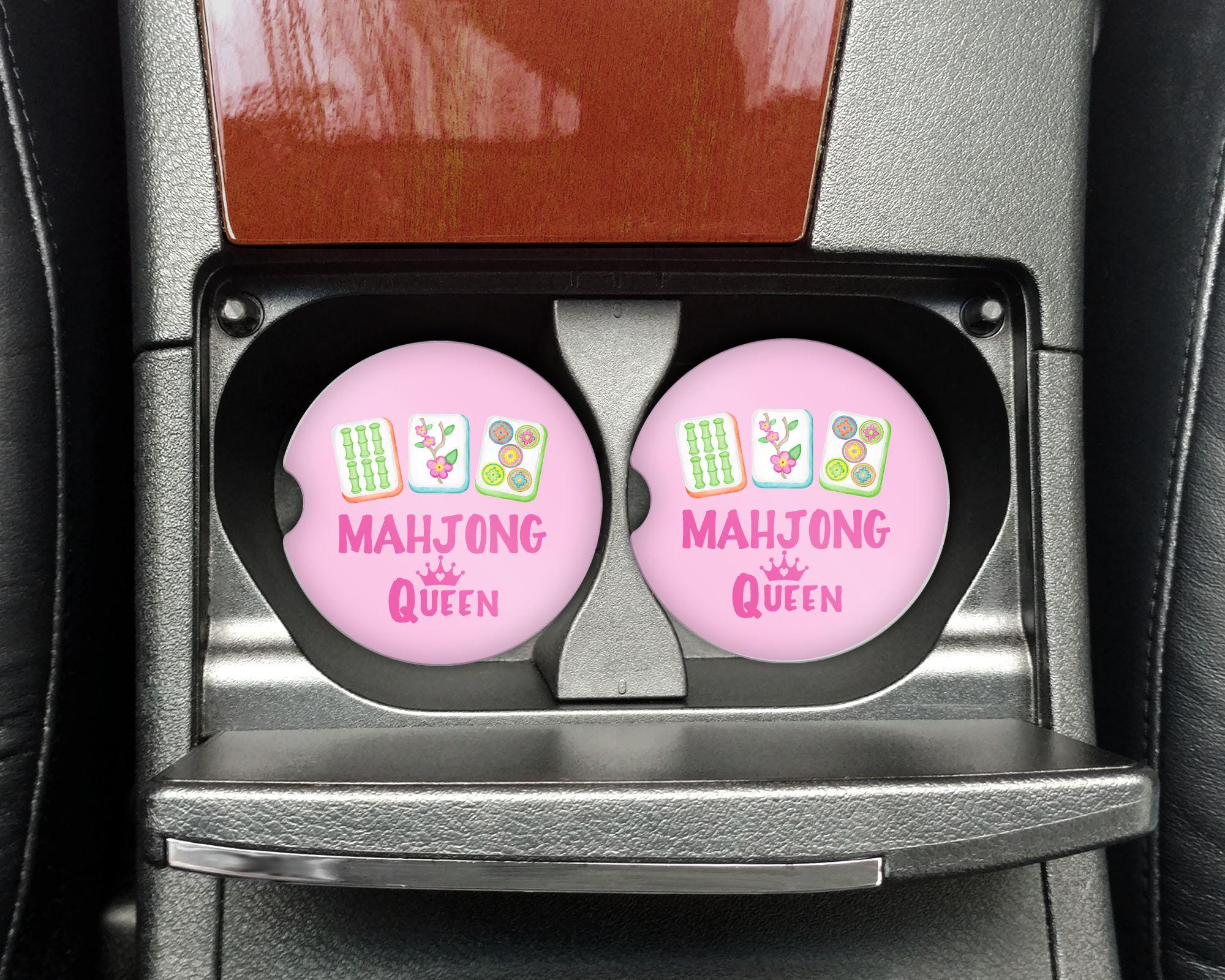 Mahjong Car Coasters, Mahjong Queen, Mahjong Gifts, Mahjong Themed Gifts, Car Cup Holder Coaster, Womens Mahjong Gift, Mahjong Accessories