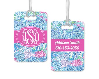 Monogram Luggage Tags, Lily Inspired Luggage Tag Personalized