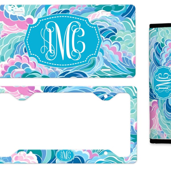 Car Accessories for Women, Lilly Inspired Front License Plate. Lily Inspired License Plate Frame, Seat Belt Cover