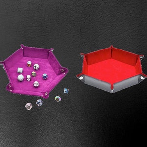 Hexagonal Dice Tray  / Foldable Velvet PU Leather Rolling Mat /  Reversible , D&D, DnD, RPG Games, TTRPG, Yahtzee, Dice Games