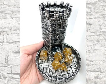Resin Dice Tower for D&D Polyhedral Dice Set. Dungeons and Dragons TTRPG Dice Tower. Small Castle Resin Dice Tower. Dragon Home Decor
