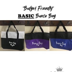 Basic Bunco Bag!  Budget Friendly Custom Printed Non-Woven Zippered Tote Bag   18" W x 15" H  Ready to Ship.