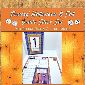 Printed Halloween Fall Bunco Score Set: You Choose How Many Players & Which Design.  Printed, Cut, and Mailed to you! Digital Copy Included