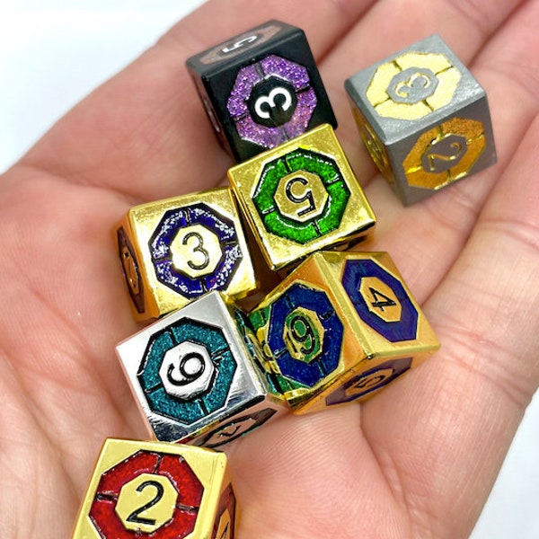 D6 Metal Dice Sets- 6 Colors Available or Mix and Match- Choose 1- 12 dice per set. Warhammer, Magic the Gathering, D&D, TTRPG Dice Sets