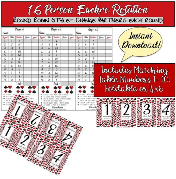 Euchre Rotation Chart For 24 Players
