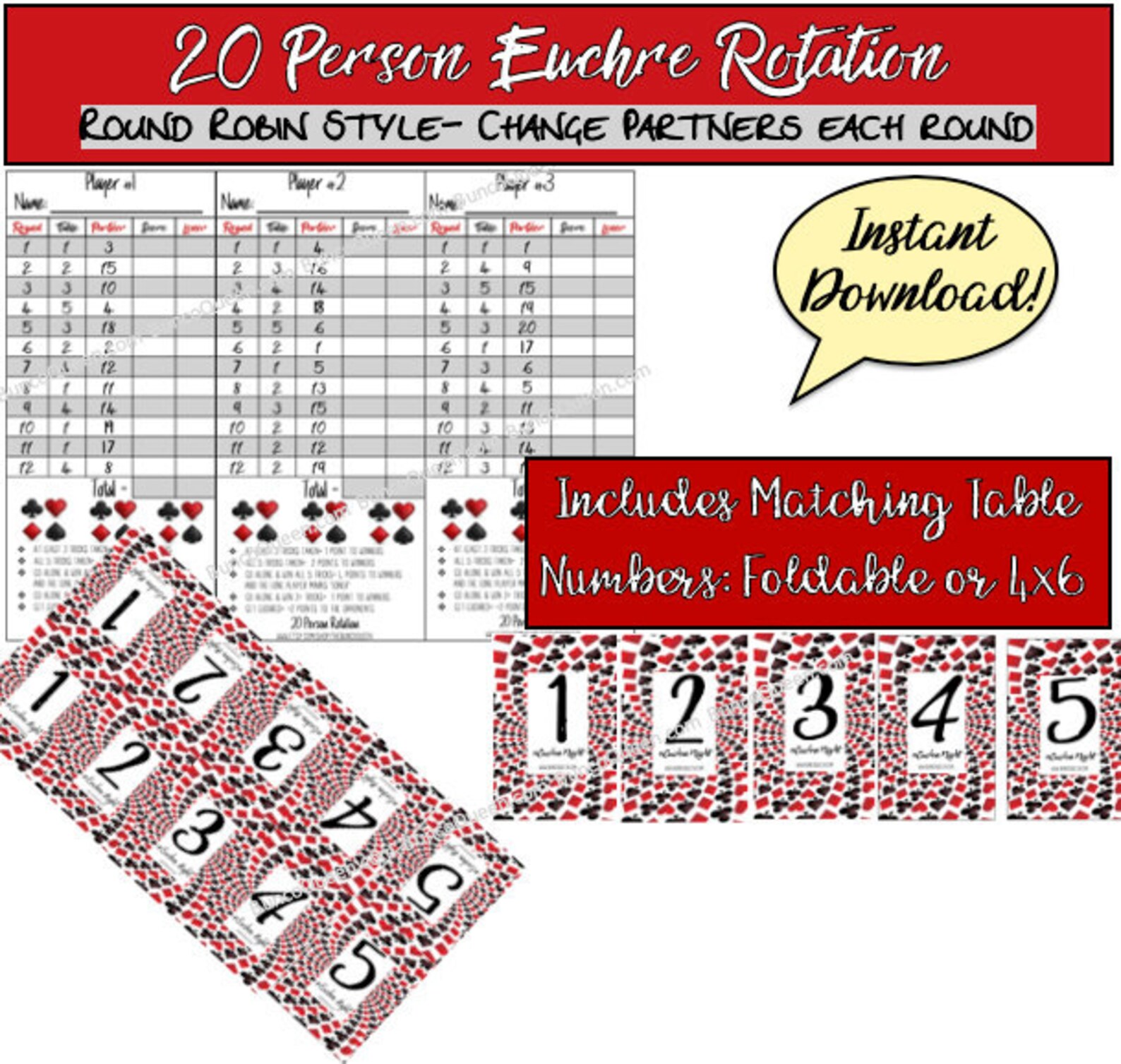 20 Person Euchre Rotation Score Sheet Euchre Tally W Table Etsy 20 Person Euchre Rotation Score Sheet Euchre Tally W Table Etsy