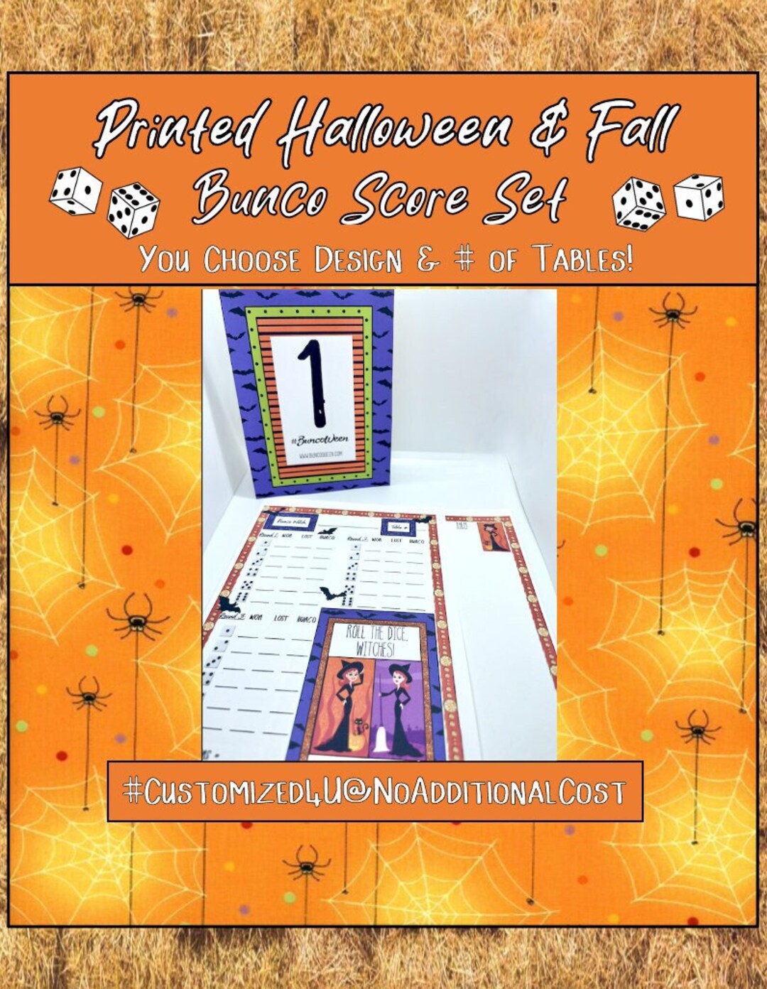 Printed Halloween Fall Bunco Score Set: You Choose How Many Players ...